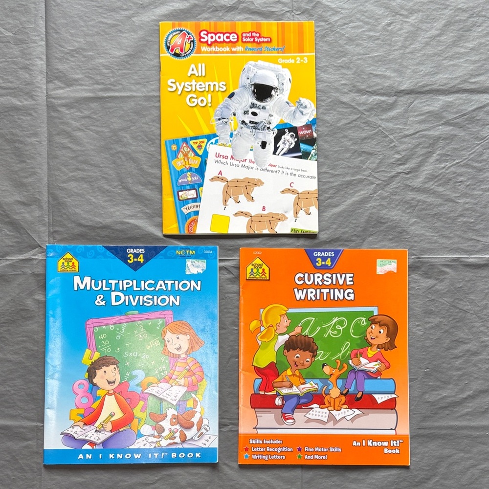 Educational Workbook Set for Kids - Space, Math, and Writing